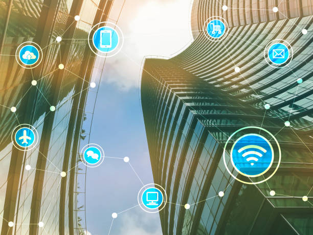 istock Smart city with communication icons, internet of things conceptual 945145652