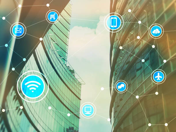 istock Smart city with communication icons, internet of things conceptual 945145692