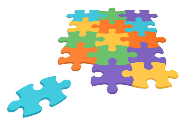 illustrations, cliparts, dessins animés et icônes de puzzle en 3d morceau manquant - portion blue jigsaw puzzle puzzle