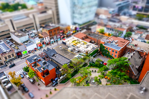 Efecto de diorama miniatura interesante, visto desde un punto de vista alto del centro de la ciudad de Toronto. photo