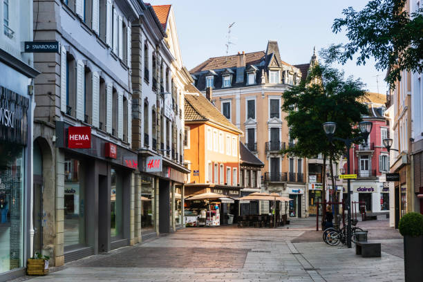 MULHOUSE,FRANCE - Jun 16, 2017: Street view of downtown in Mulhouse city, France MULHOUSE,FRANCE - Jun 16, 2017: Street view of downtown in Mulhouse city, France mulhouse photos stock pictures, royalty-free photos & images