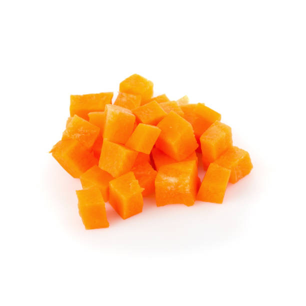 istock Chopped carrot slices isolated on a white background 945159820
