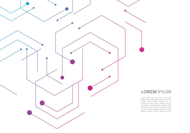 Science network pattern, connecting lines and dots on simple background Science network pattern, connecting lines and dots on simple background. hexagon stock illustrations