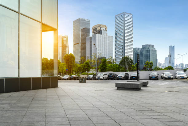 Empty floors and modern urban buildings