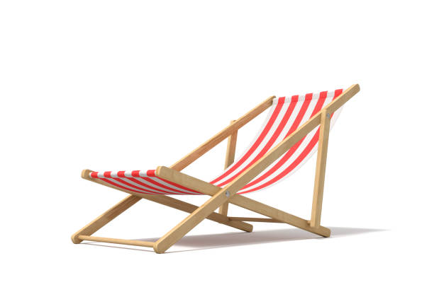 istock 3d rendering of a white red deckchair isolated on a white background 945169968