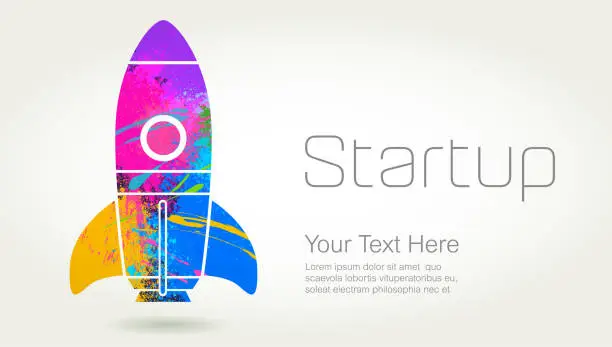 Vector illustration of Business Startup Launch Rocket