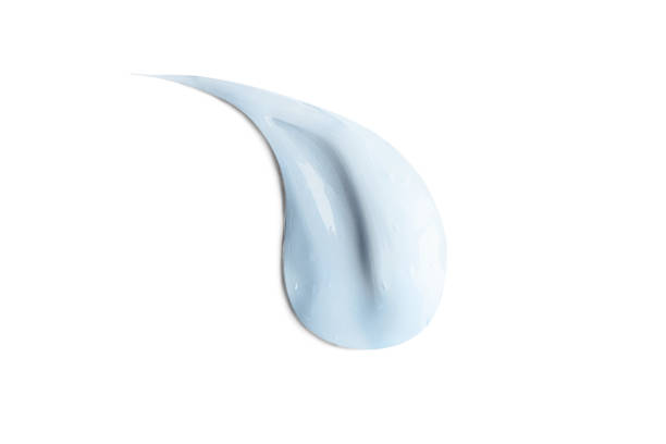 Sample Of Blue Cream On White Background.