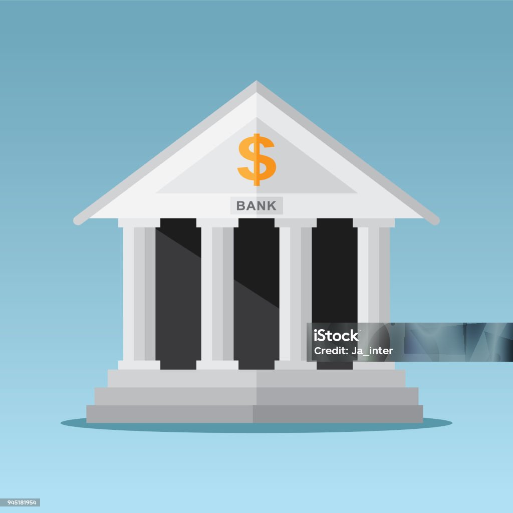 Bank building Currency, Finance, Business, Street, Bank Bank - Financial Building stock vector