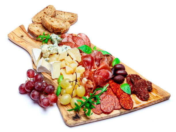 istock Cold meat cheese plate with salami sausage, prosciutto and cheese 945182238