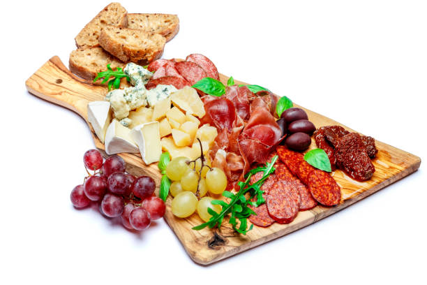 istock Cold meat cheese plate with salami sausage, prosciutto and cheese 945182254