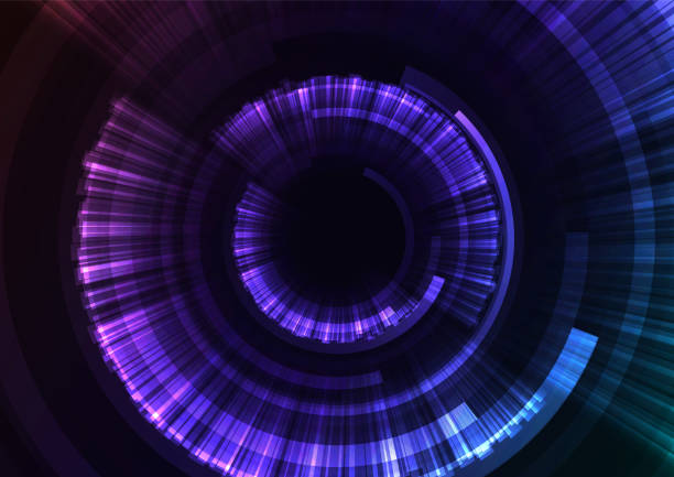 ilustrações, clipart, desenhos animados e ícones de fundo de folha de resumo do círculo roxo explosão digital - science backgrounds purple abstract