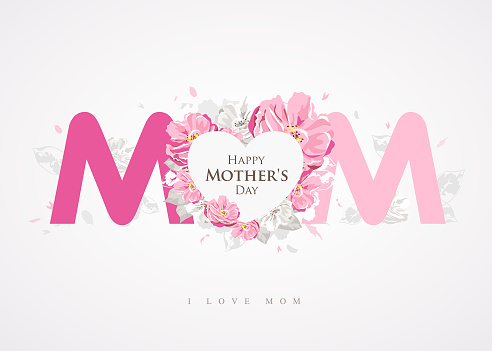 Happy Mother's Day message MOM background greetings card design, vector illustration