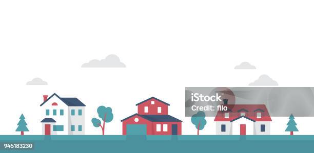 Small Suburban Neighborhood Community Houses Stock Illustration - Download Image Now - House, Domestic Life, Residential Building