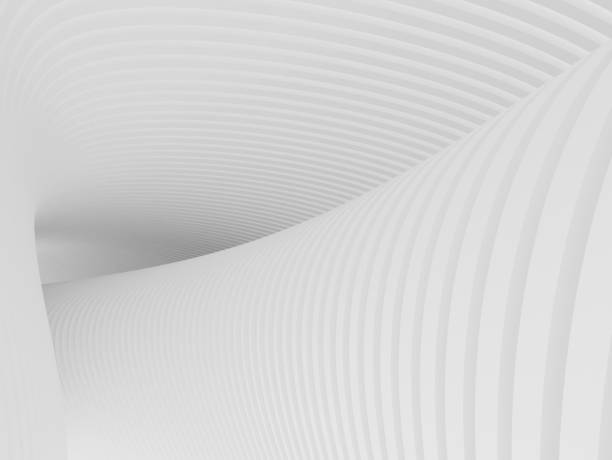 istock Abstract of white curved architectural pattern background,Concept of future modern facade design on architecture,3d rendering 945183314
