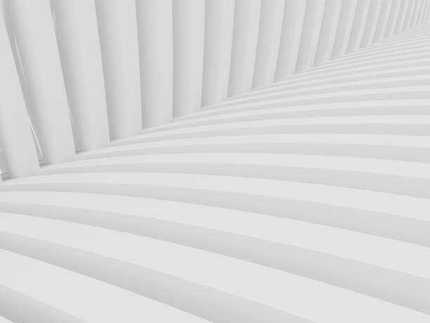 istock Abstract of white curved architectural pattern background,Concept of future modern facade design on architecture,3d rendering 945183324