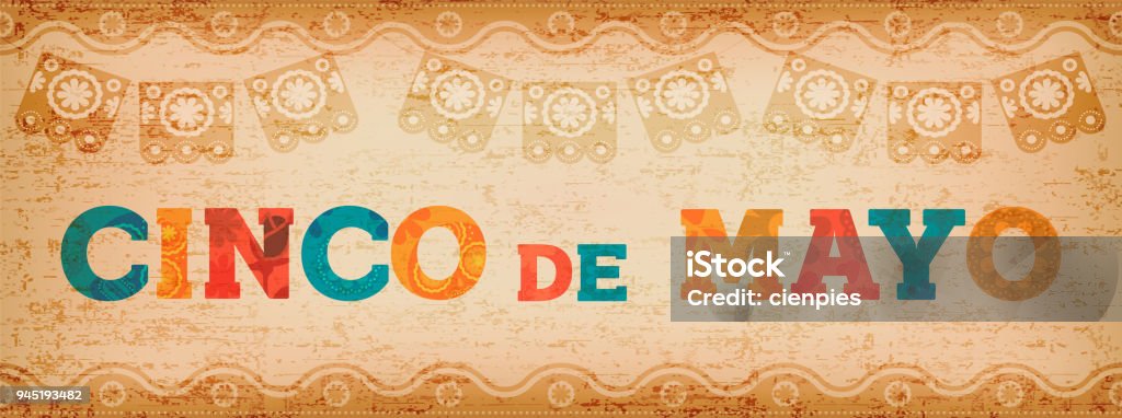Cinco de mayo fun bannière web typography mexicain - clipart vectoriel de Mexique libre de droits