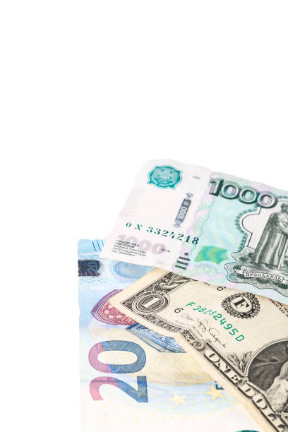 istock Money from different countries: dollars, euros, rubles. Isolated 945203626