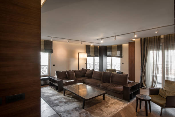 istock Interior of a luxury villa, modern open plan living room 945207206
