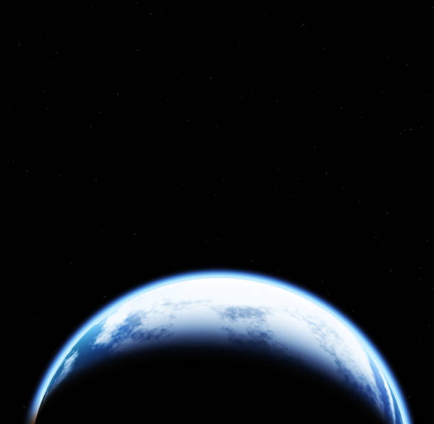 istock Space scene with Earth on black background with stars 945208094