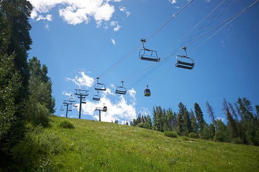 Empty chair lift in Vail, Colorado in summer