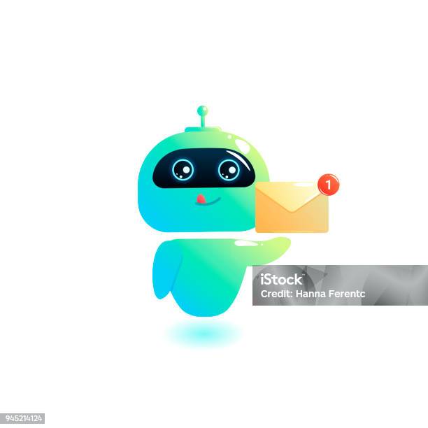 Chatbot Envoient Des Messages Dans Le Chat Bot Consultant Est Libre Pour Aider Les Utilisateurs Dans Votre Téléphone En Ligne Vecteurs libres de droits et plus d'images vectorielles de Mascotte
