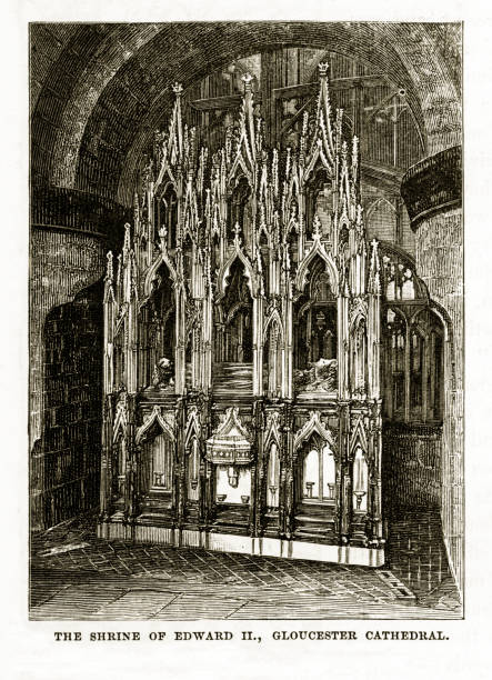 katedra gloucester z południowo-wschodniej, gloucestershire, anglia wiktoriański grawerowanie, 1840 - southeast england illustrations stock illustrations