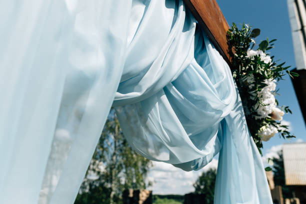 istock outdoor wedding decorations, wood, blue 945222618