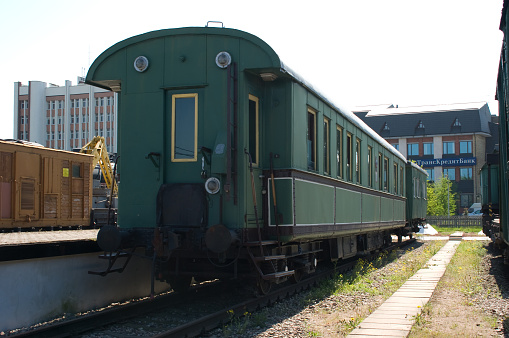 Kaliningrad, Russian Federation - May 11, 2008. In 1964 it was converted into a carriage of the head of the Kaliningrad branch of the Baltic railway.