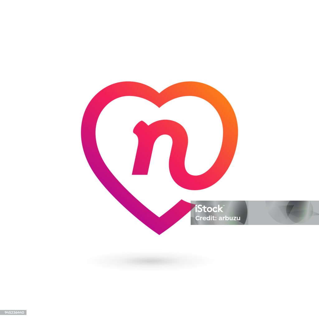 Letter N With Heart Icon Stock Illustration - Download Image Now ...