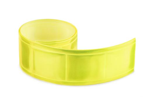 Yellow clothing reflective tape isolated on white