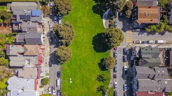 Birdseye View of park in residential San Francisco