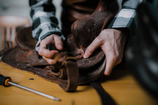 istock Restoration of horse saddles 945241312