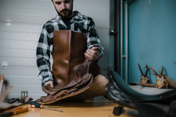 istock Restoration of horse saddles 945244362