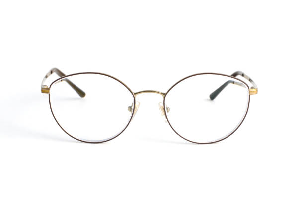 istock Stylish popular thin round glasses with diopters isolated on white background 945248156
