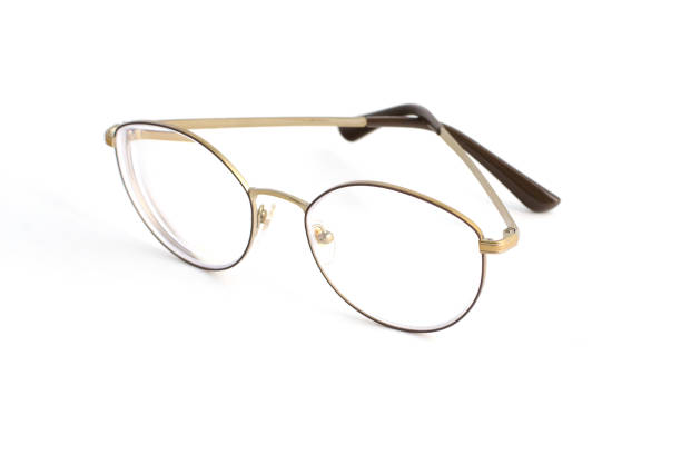 istock Stylish popular thin round glasses with diopters isolated on white background 945248158