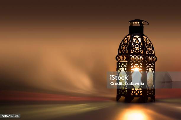 Lantern Reflecting Colored Light On Background Stock Photo - Download Image Now - Celebration, Eid-Ul-Fitr, Arabia