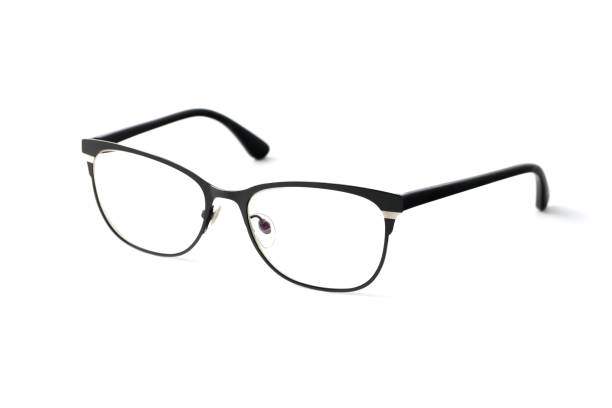 istock Stylish popular black glasses with diopters isolated on white background 945259322