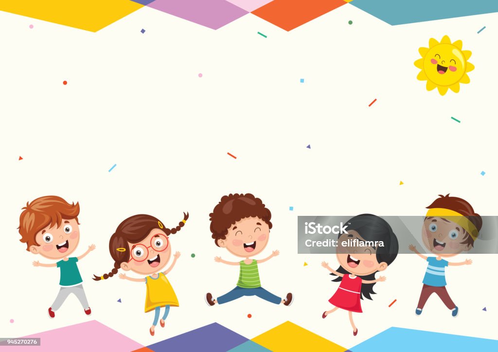 Vector Illustration Of Funny Kids Playing Outside Child stock vector