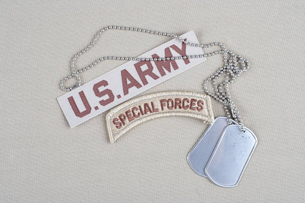 istock US ARMY special forces tab with dog tag 945274126