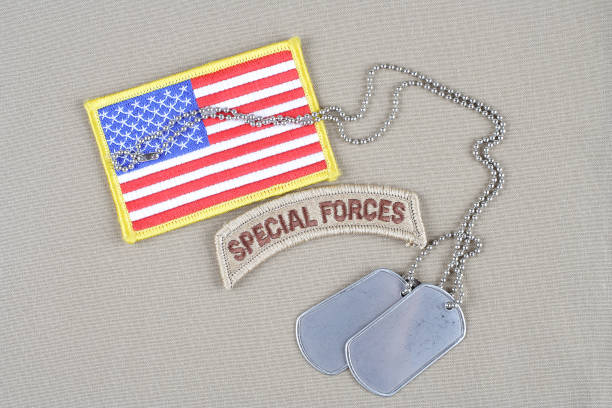 istock US ARMY special forces tab with dog tag 945275162