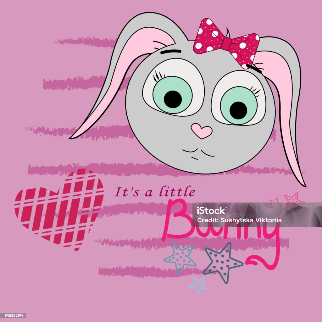 Vector illustration of a bunny girl. Cartoon print. Vector illustration of a bunny girl. Kids art. Design for kids t-shirt. Cartoon print. Animal stock vector