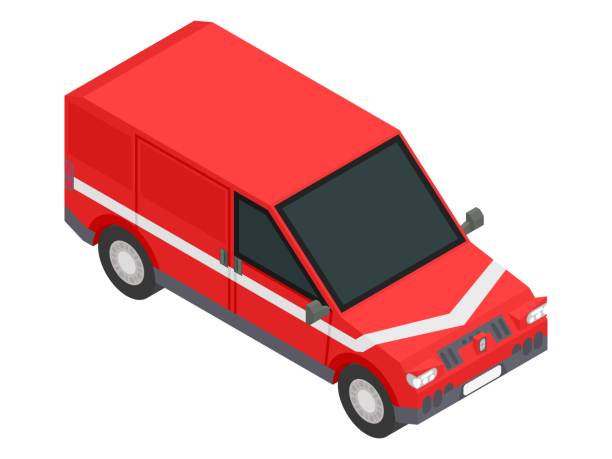 istock red isometric car for transportation of goods stock vector image 945285382
