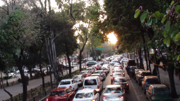 istock Mexico City Traffic Jam During Rush Hour Plus Tree Scene In Mexico 945285818