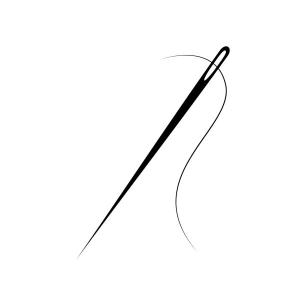 ilustraciones, imágenes clip art, dibujos animados e iconos de stock de aguja para la ilustración de vector de costura - needle thread sewing red