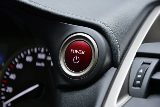 start und stopp motor " - motor vehicle car speedometer macro stock-fotos und bilder
