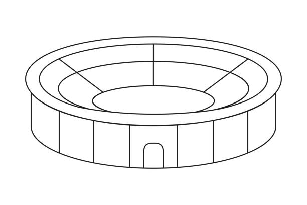 ilustrações de stock, clip art, desenhos animados e ícones de line art black and white sport stadium - tennis court aerial view vector