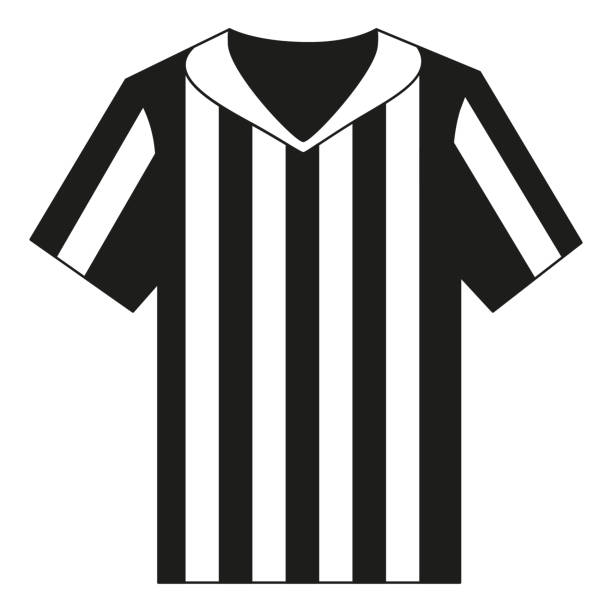 illustrations, cliparts, dessins animés et icônes de chemise arbitre plat noir et blanc. - american football referee american culture striped