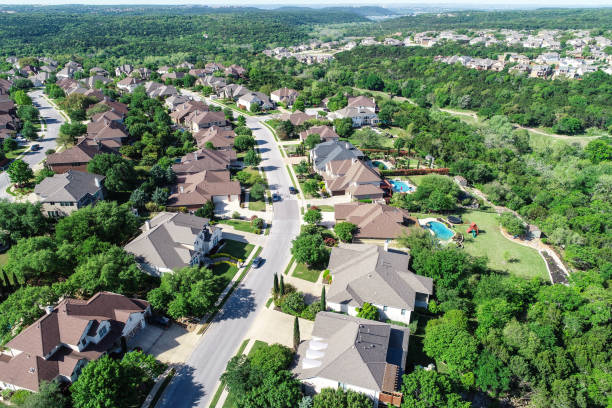 Cedar Park , Texas Homes and suburb neighborhood aerial drone view Homes and Suburb in Best Place to Live in America austin texas photos stock pictures, royalty-free photos & images