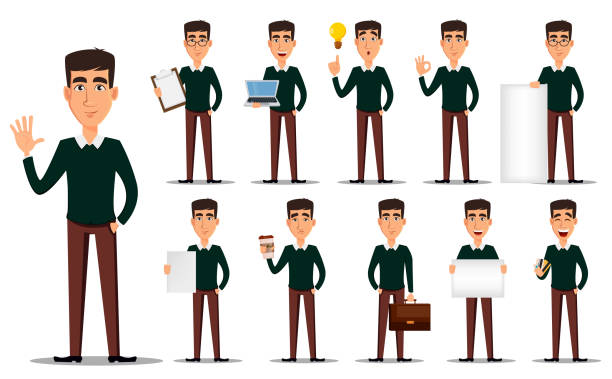 Business Man Cartoon Character Set Stock Illustration - Download Image Now  - Characters, Men, OK Sign - iStock