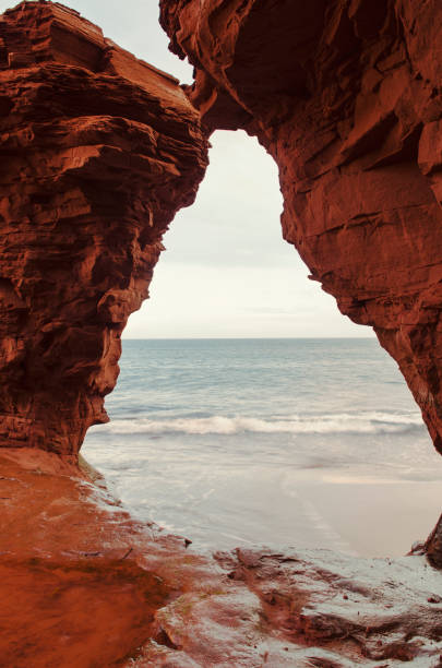 istock Red sandstone pillars on the Atlantic ocean 945330192